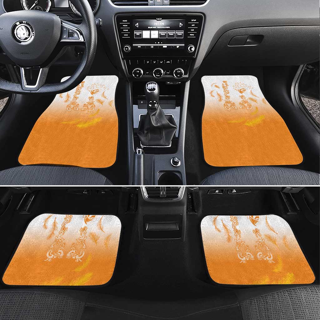 Philippines National Costume Style Car Mats Barong Tagalog and Eagle Feather Orange Color LT03 Set 4pcs Orange - Polynesian Pride