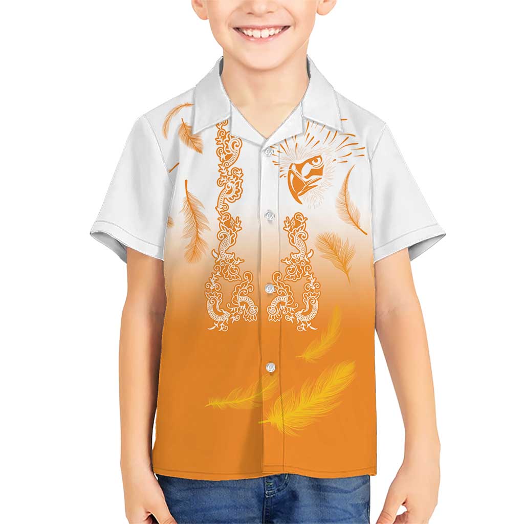 Philippines National Costume Style Kid Hawaiian Shirt Barong Tagalog and Eagle Feather Orange Color LT03 Kid Orange - Polynesian Pride