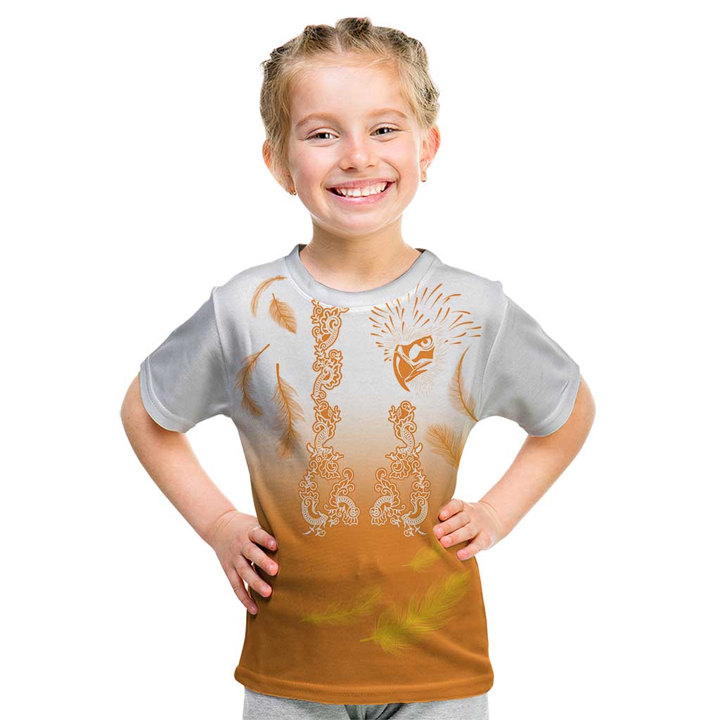Philippines National Costume Style Kid T Shirt Barong Tagalog and Eagle Feather Orange Color LT03 Orange - Polynesian Pride