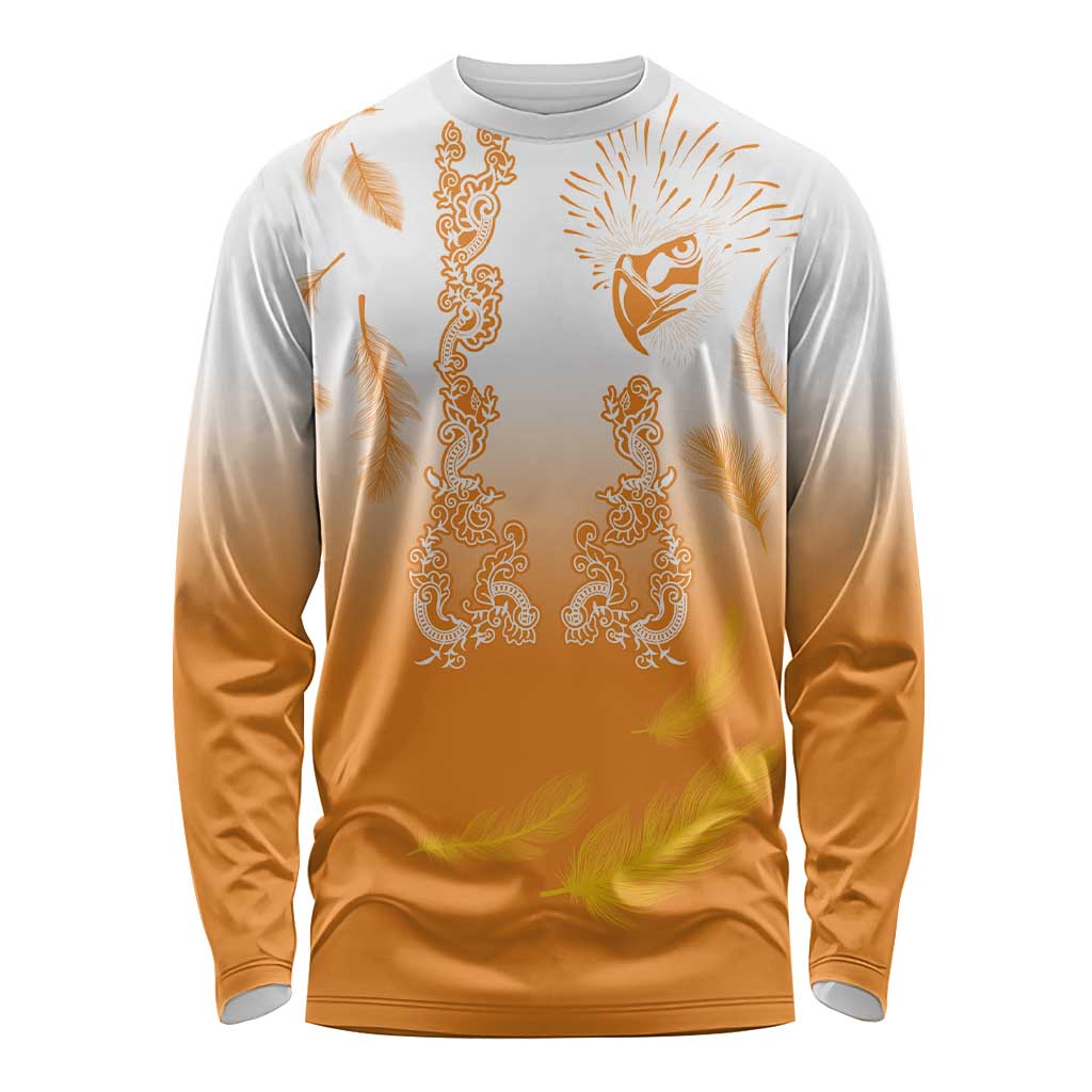 Philippines National Costume Style Long Sleeve Shirt Barong Tagalog and Eagle Feather Orange Color LT03 Unisex Orange - Polynesian Pride