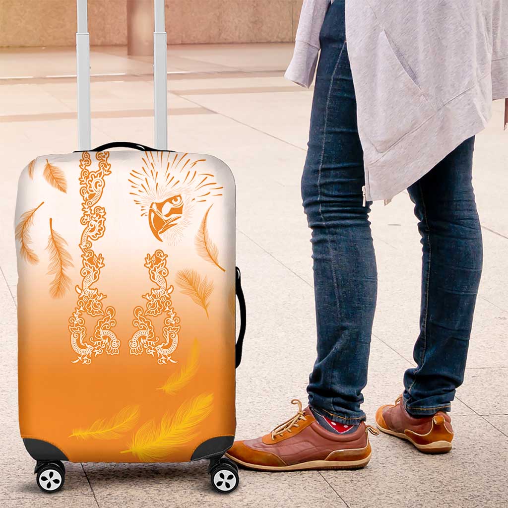 Philippines National Costume Style Luggage Cover Barong Tagalog and Eagle Feather Orange Color LT03 Orange - Polynesian Pride