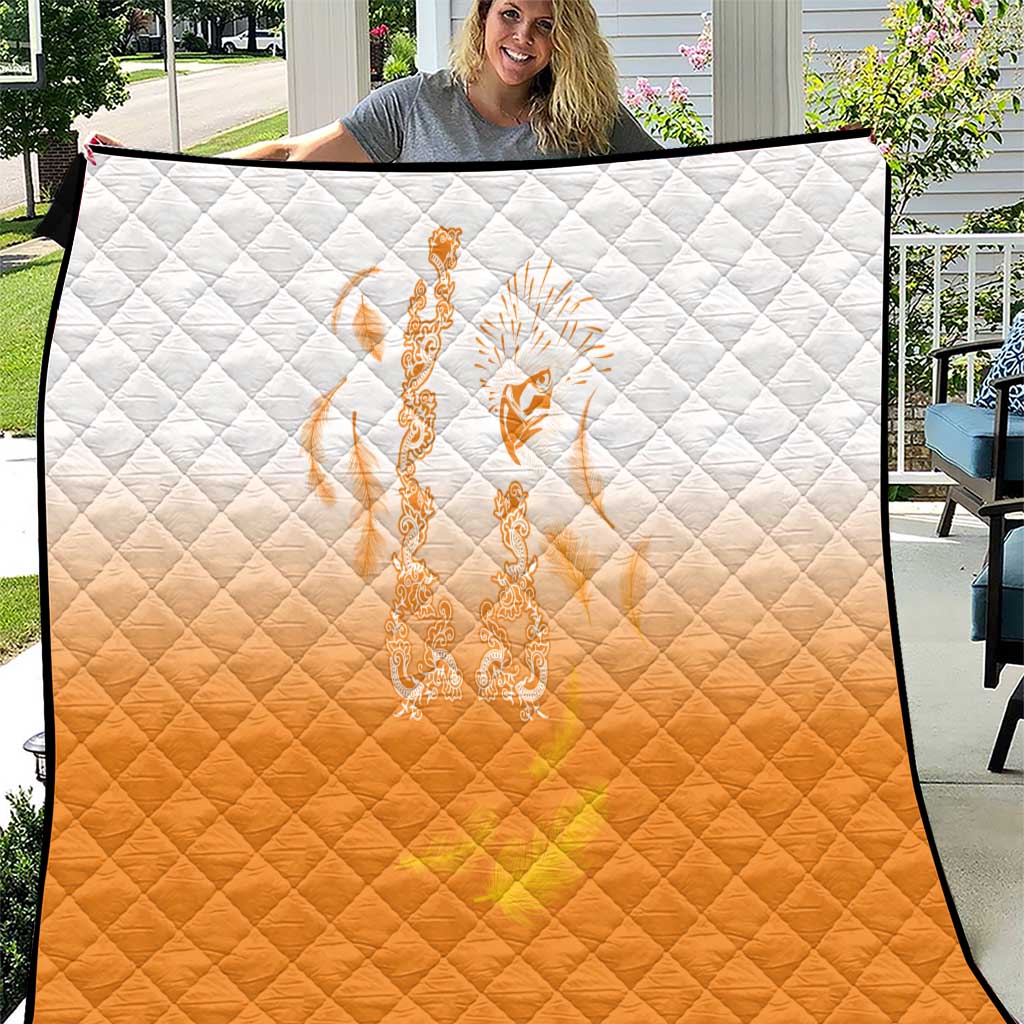 Philippines National Costume Style Quilt Barong Tagalog and Eagle Feather Orange Color LT03 Orange - Polynesian Pride