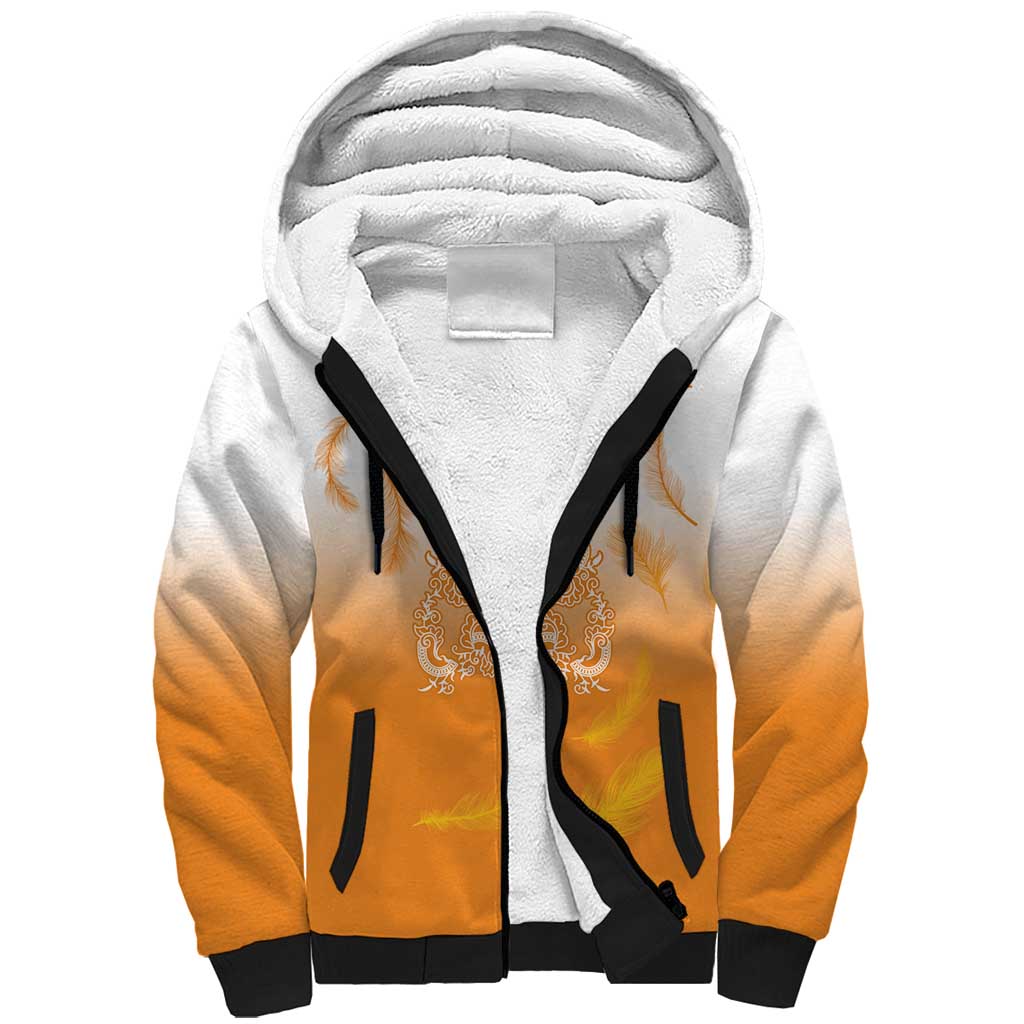Philippines National Costume Style Sherpa Hoodie Barong Tagalog and Eagle Feather Orange Color LT03 Unisex Orange - Polynesian Pride