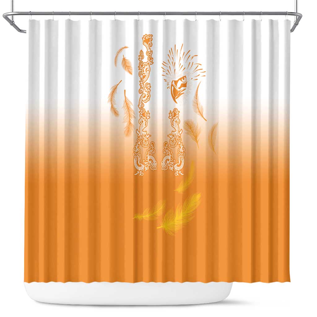 Philippines National Costume Style Shower Curtain Barong Tagalog and Eagle Feather Orange Color LT03 Orange - Polynesian Pride
