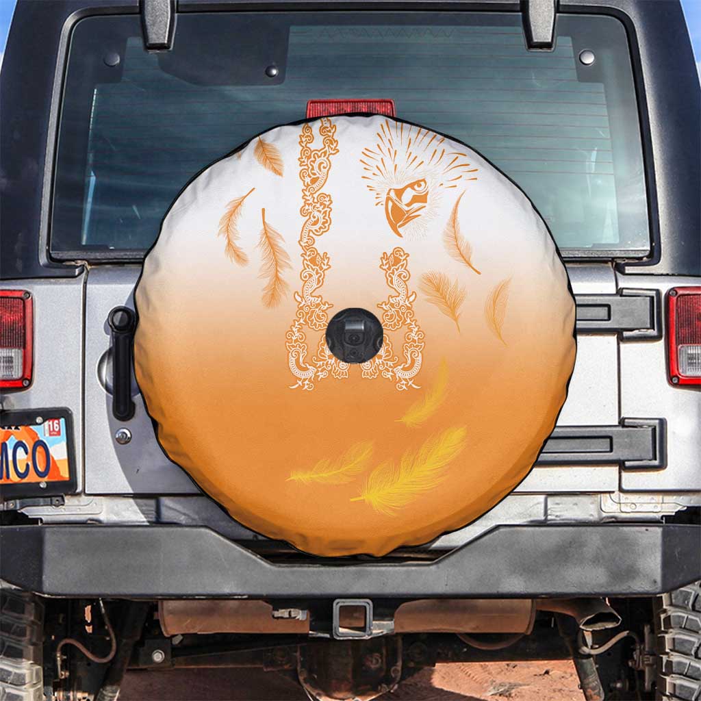 Philippines National Costume Style Spare Tire Cover Barong Tagalog and Eagle Feather Orange Color LT03 Orange - Polynesian Pride