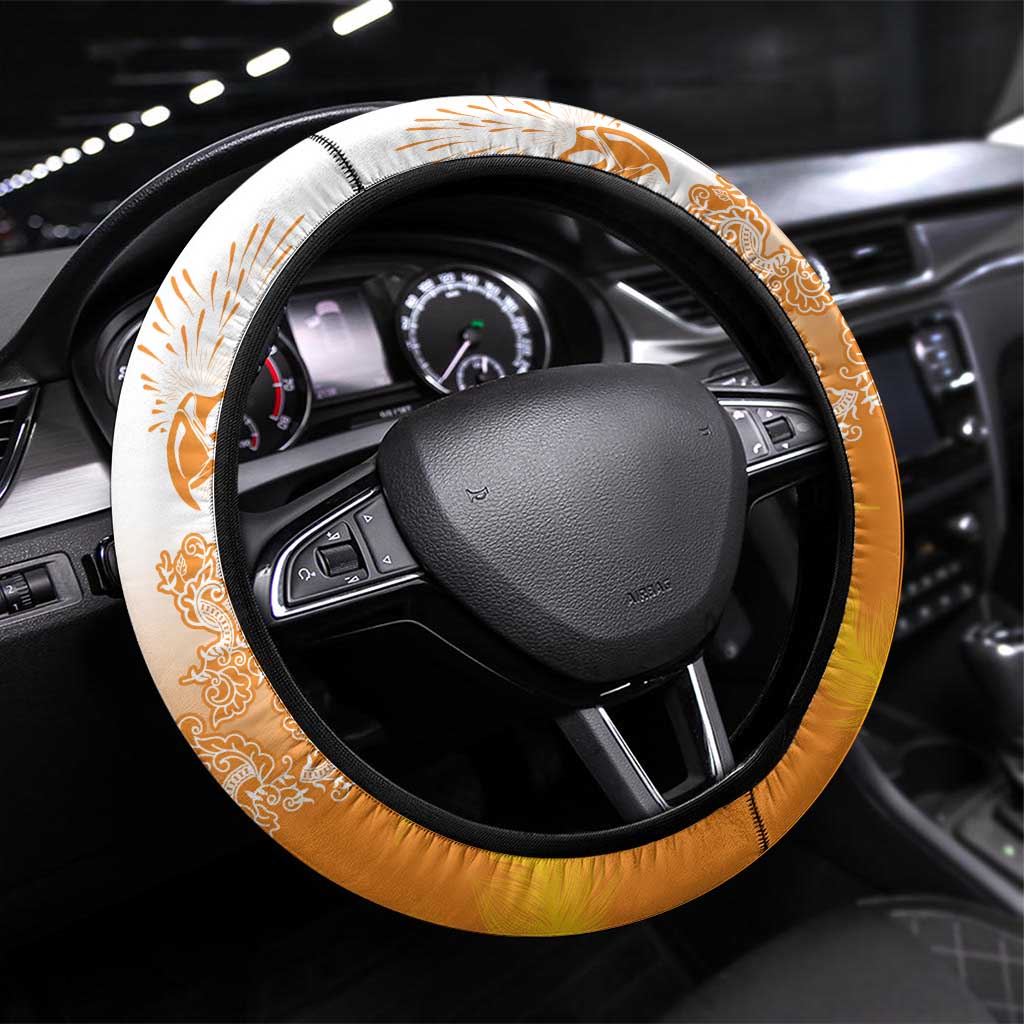 Philippines National Costume Style Steering Wheel Cover Barong Tagalog and Eagle Feather Orange Color LT03 Universal Fit Orange - Polynesian Pride