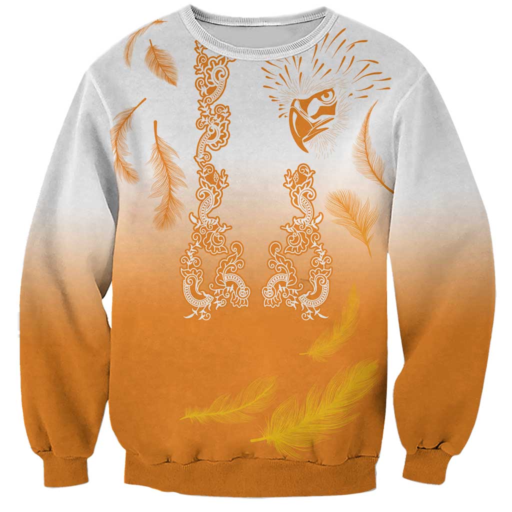 Philippines National Costume Style Sweatshirt Barong Tagalog and Eagle Feather Orange Color LT03 Unisex Orange - Polynesian Pride