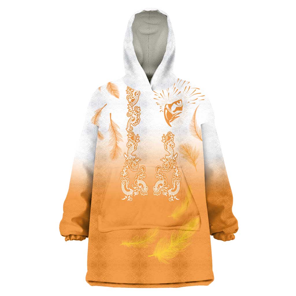 Philippines National Costume Style Wearable Blanket Hoodie Barong Tagalog and Eagle Feather Orange Color LT03 One Size Orange - Polynesian Pride