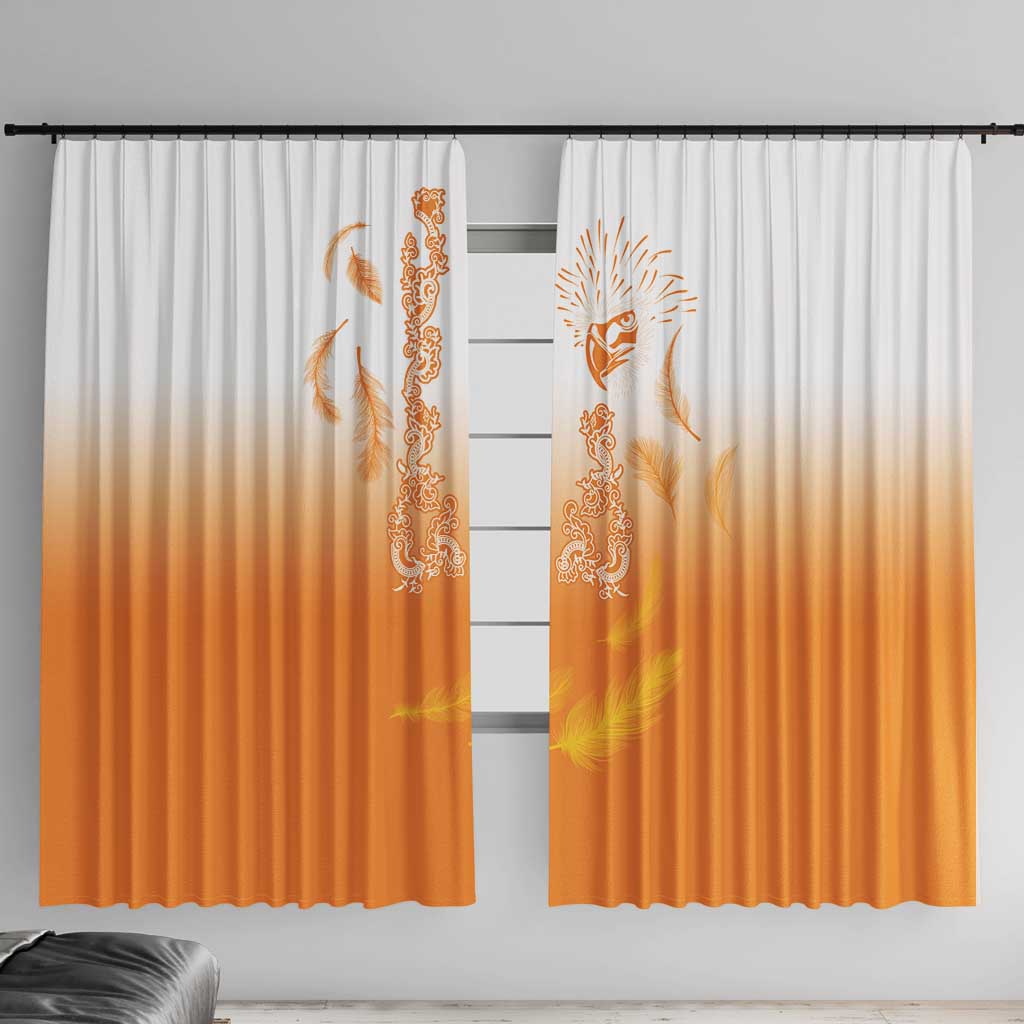 Philippines National Costume Style Window Curtain Barong Tagalog and Eagle Feather Orange Color LT03 With Hooks Orange - Polynesian Pride