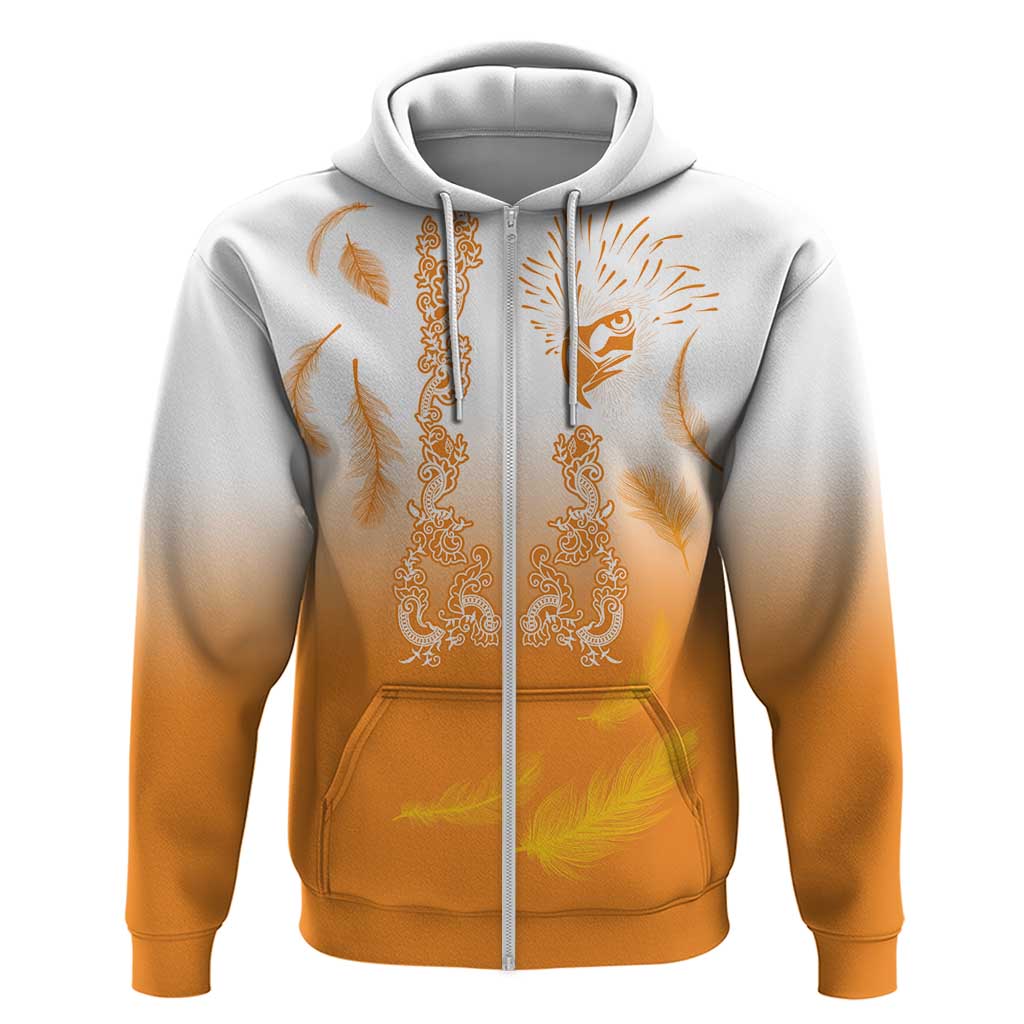 Philippines National Costume Style Zip Hoodie Barong Tagalog and Eagle Feather Orange Color LT03 Zip Hoodie Orange - Polynesian Pride