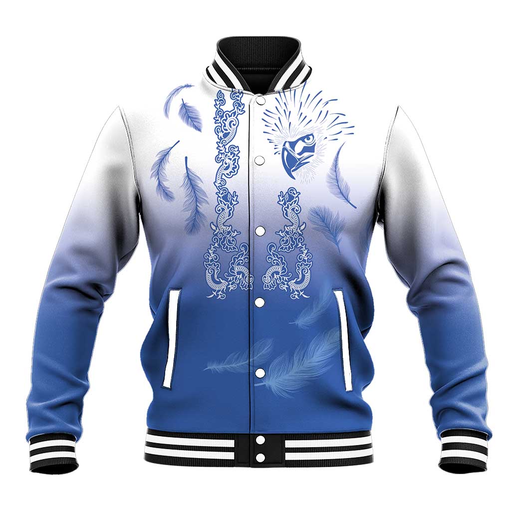 Philippines National Costume Style Baseball Jacket Barong Tagalog and Eagle Feather Blue Color LT03 Unisex Blue - Polynesian Pride