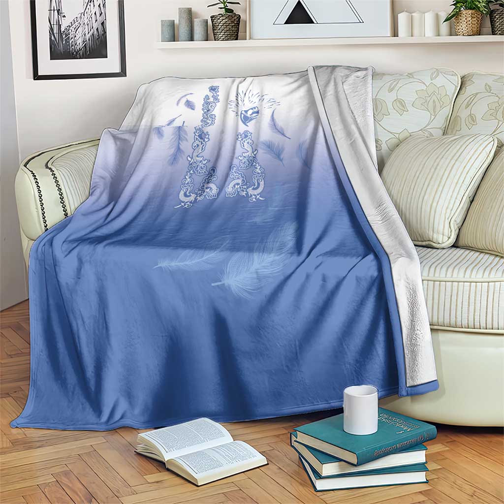 Philippines National Costume Style Blanket Barong Tagalog and Eagle Feather Blue Color LT03 Blue - Polynesian Pride