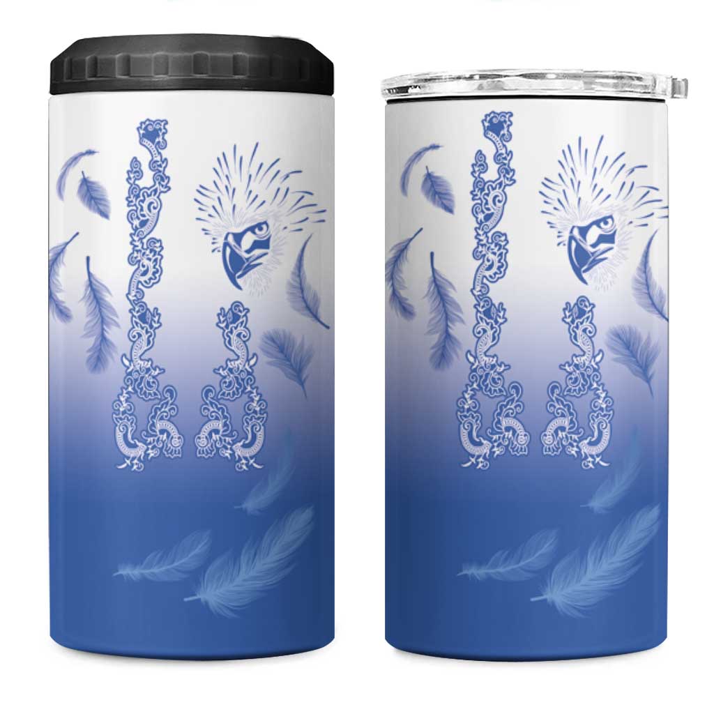 Philippines National Costume Style 4 in 1 Can Cooler Tumbler Barong Tagalog and Eagle Feather Blue Color LT03 One Size: 16 oz Blue - Polynesian Pride