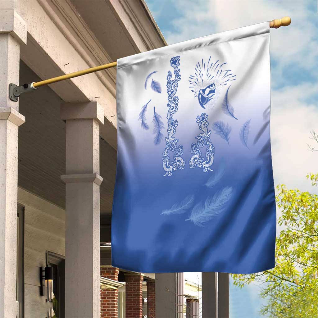 Philippines National Costume Style Garden Flag Barong Tagalog and Eagle Feather Blue Color