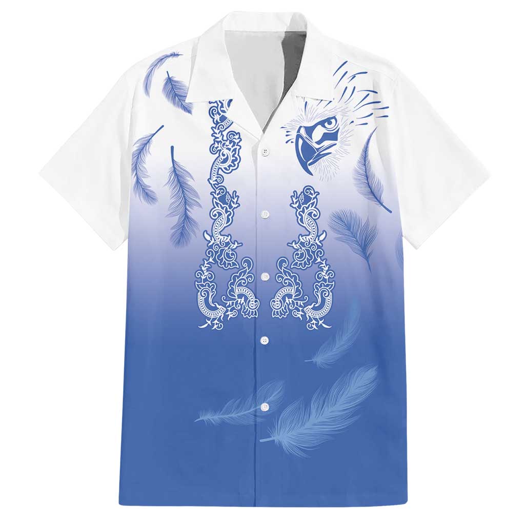 Philippines National Costume Style Hawaiian Shirt Barong Tagalog and Eagle Feather Blue Color LT03 Blue - Polynesian Pride