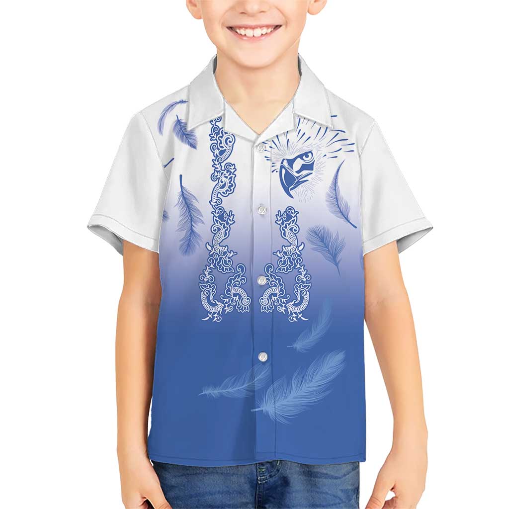 Philippines National Costume Style Kid Hawaiian Shirt Barong Tagalog and Eagle Feather Blue Color LT03 Kid Blue - Polynesian Pride