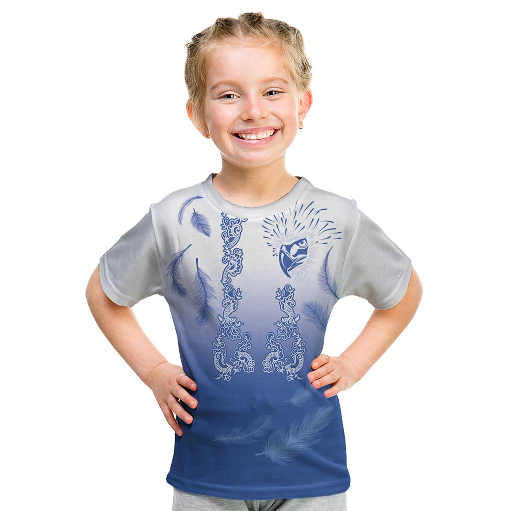 Philippines National Costume Style Kid T Shirt Barong Tagalog and Eagle Feather Blue Color LT03 Blue - Polynesian Pride