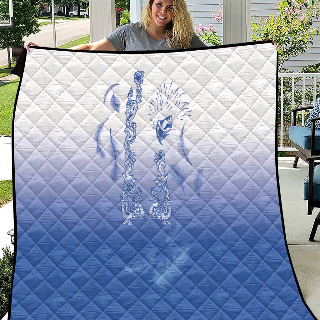 Philippines National Costume Style Quilt Barong Tagalog and Eagle Feather Blue Color LT03 Blue - Polynesian Pride