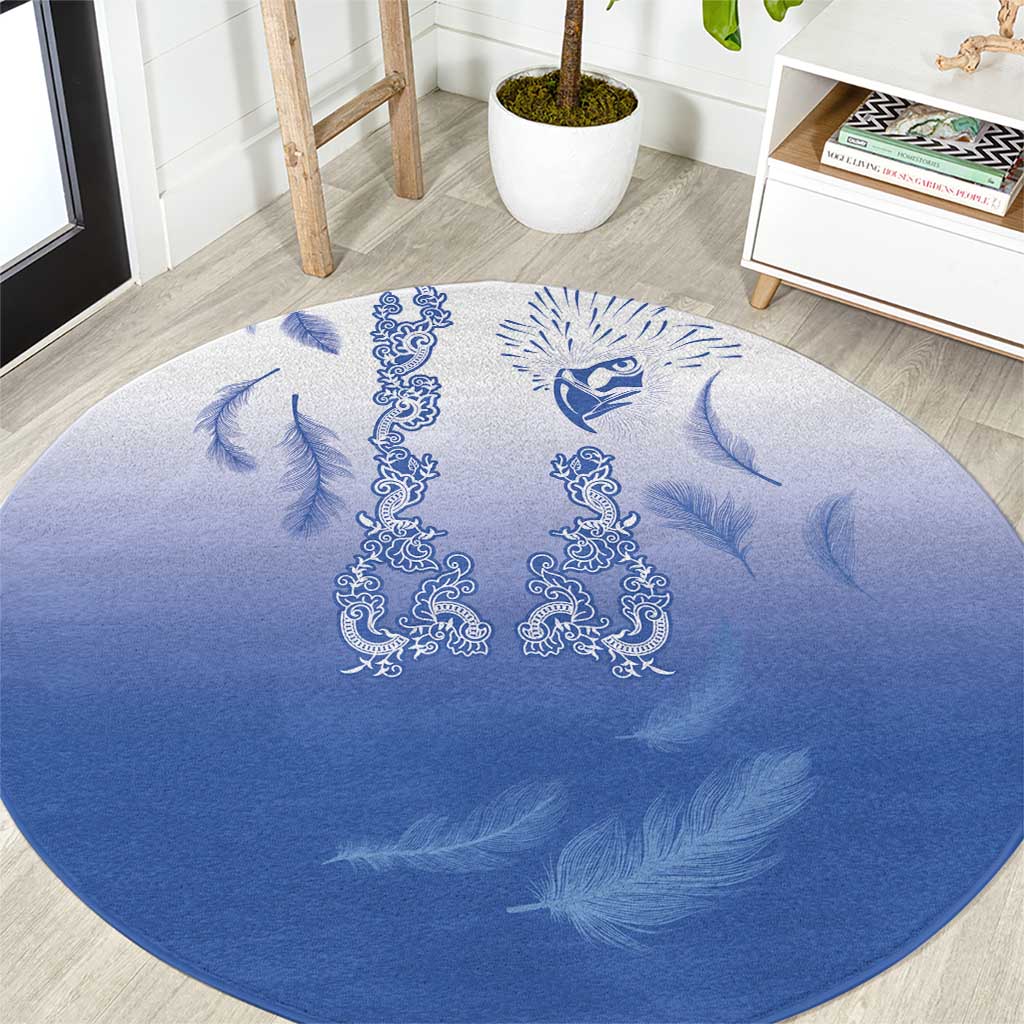 Philippines National Costume Style Round Carpet Barong Tagalog and Eagle Feather Blue Color LT03 Blue - Polynesian Pride