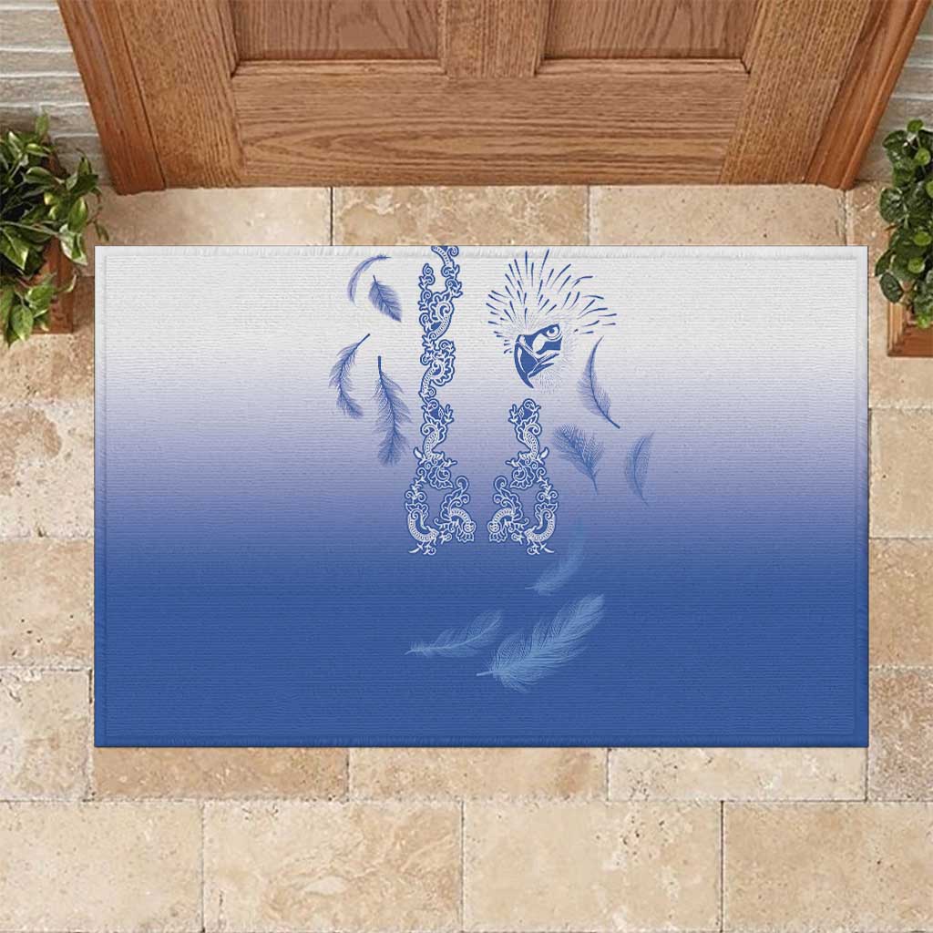 Philippines National Costume Style Rubber Doormat Barong Tagalog and Eagle Feather Blue Color LT03 Blue - Polynesian Pride