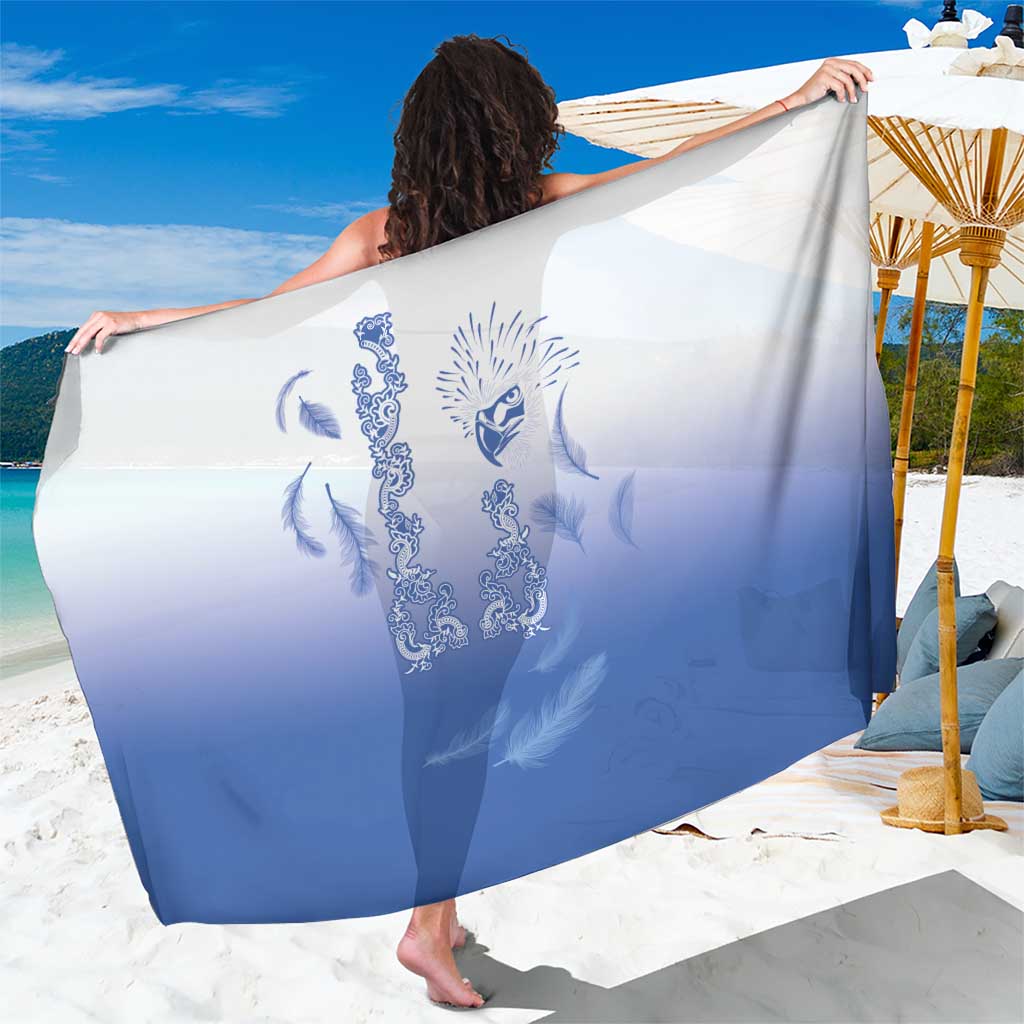 Philippines National Costume Style Sarong Barong Tagalog and Eagle Feather Blue Color LT03 One Size 44 x 66 inches Blue - Polynesian Pride