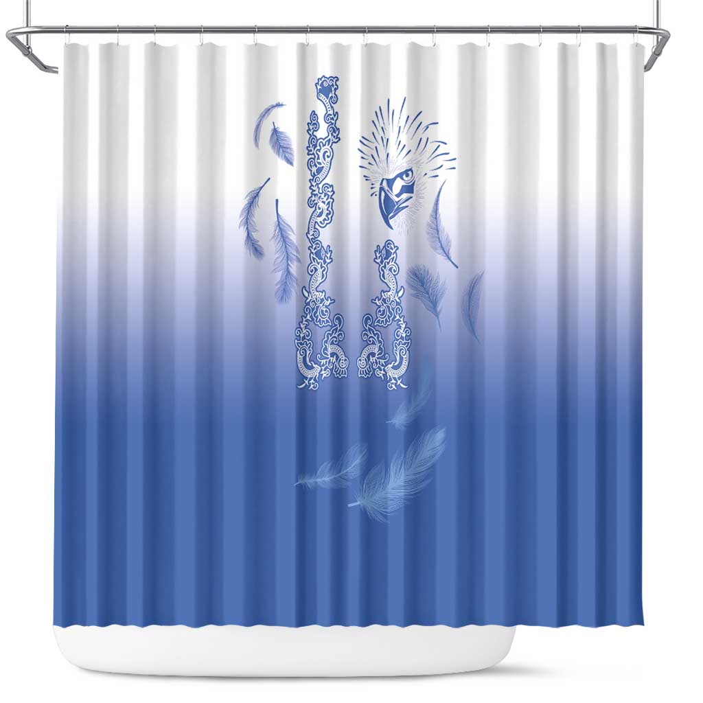 Philippines National Costume Style Shower Curtain Barong Tagalog and Eagle Feather Blue Color LT03 Blue - Polynesian Pride