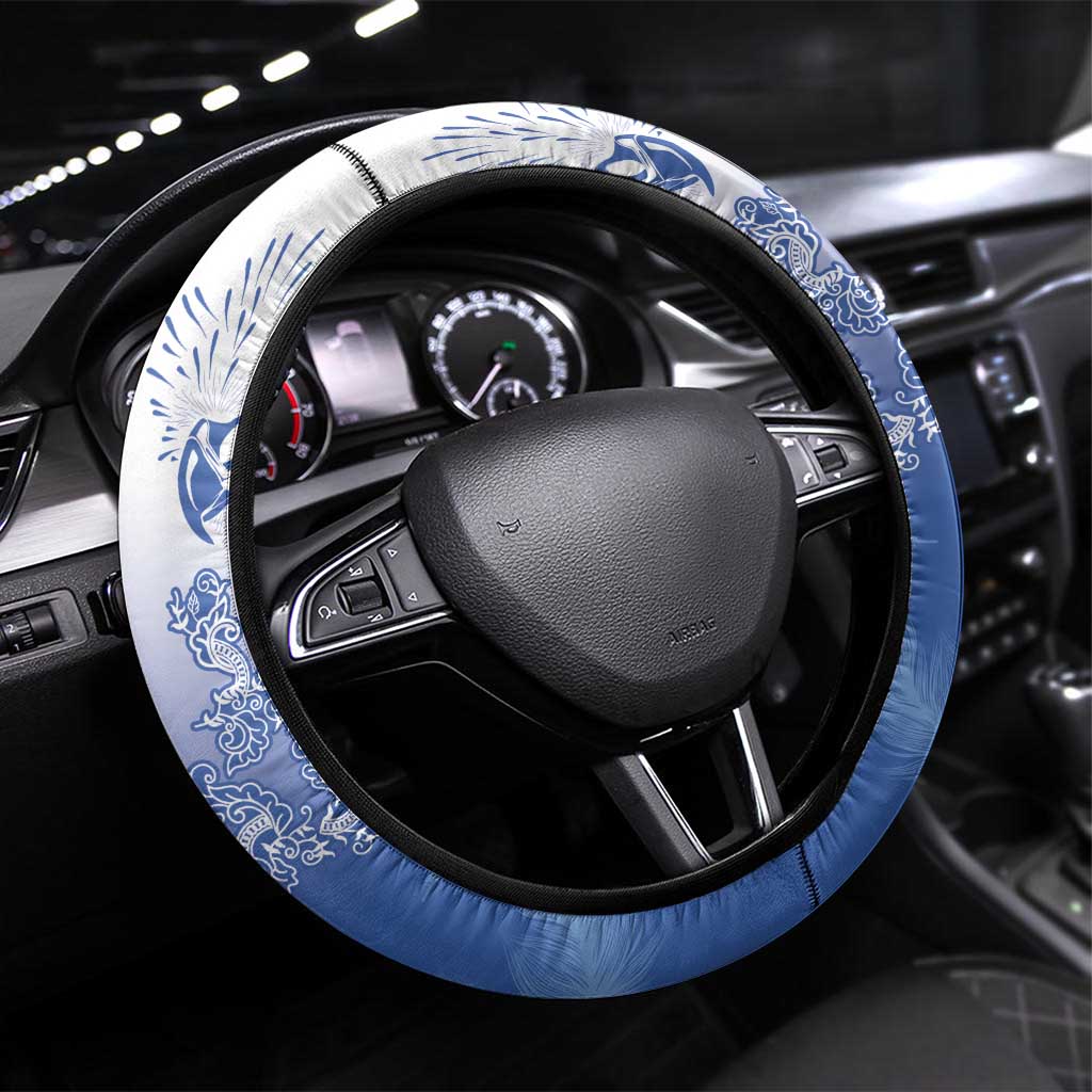 Philippines National Costume Style Steering Wheel Cover Barong Tagalog and Eagle Feather Blue Color LT03 Universal Fit Blue - Polynesian Pride