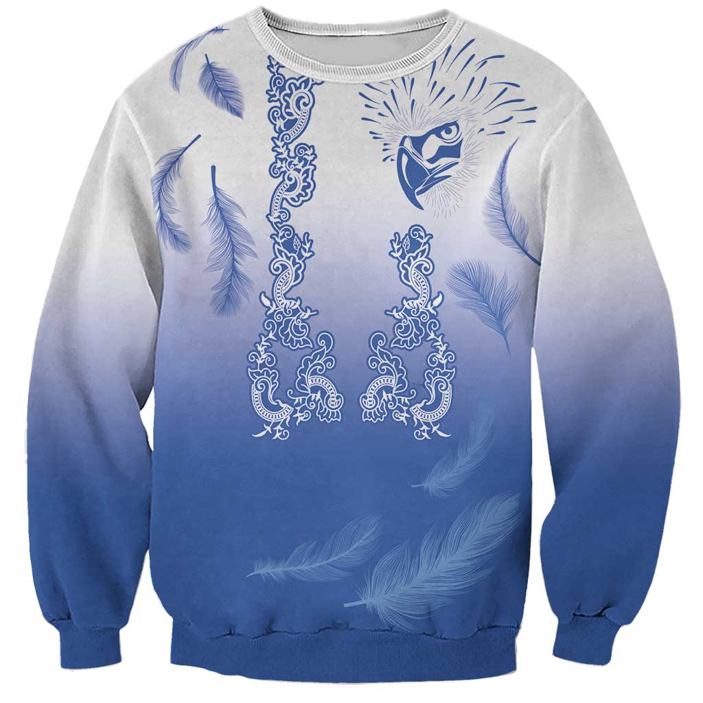 Philippines National Costume Style Sweatshirt Barong Tagalog and Eagle Feather Blue Color LT03 Unisex Blue - Polynesian Pride