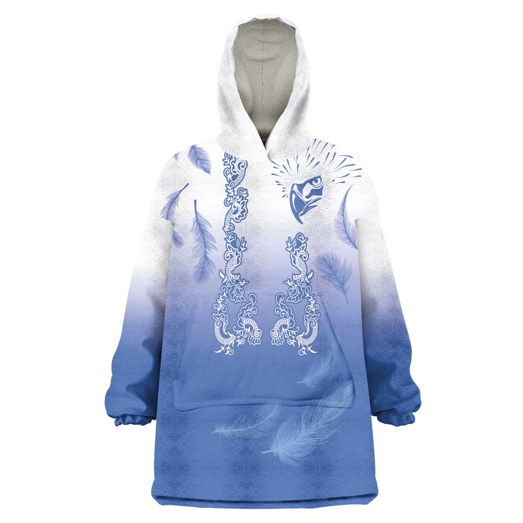 Philippines National Costume Style Wearable Blanket Hoodie Barong Tagalog and Eagle Feather Blue Color LT03 One Size Blue - Polynesian Pride