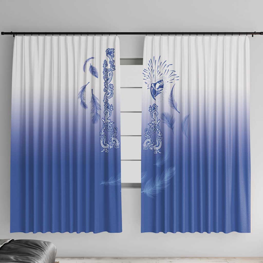 Philippines National Costume Style Window Curtain Barong Tagalog and Eagle Feather Blue Color LT03 With Hooks Blue - Polynesian Pride