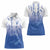 Philippines National Costume Style Women Polo Shirt Barong Tagalog and Eagle Feather Blue Color