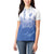 Philippines National Costume Style Women Polo Shirt Barong Tagalog and Eagle Feather Blue Color