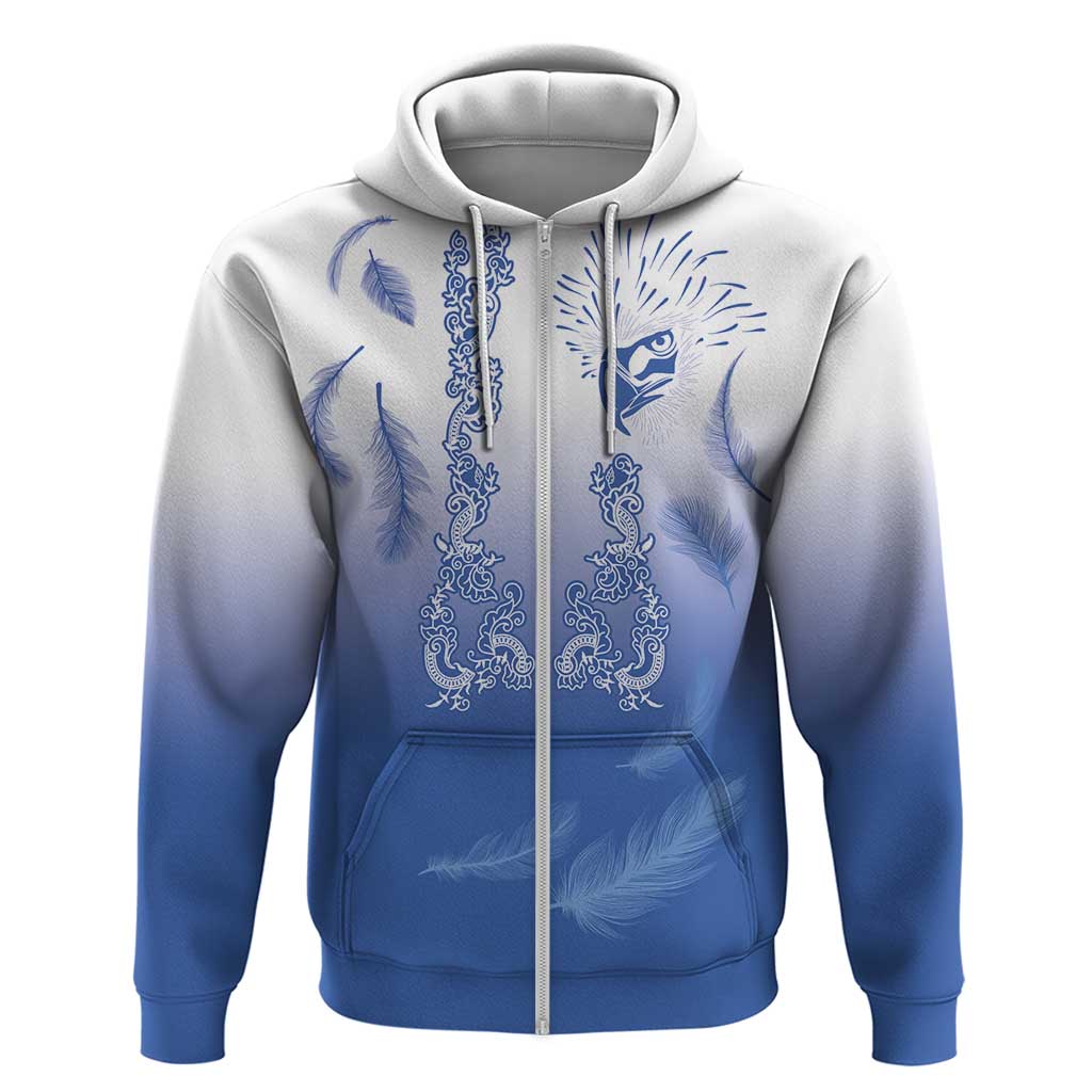 Philippines National Costume Style Zip Hoodie Barong Tagalog and Eagle Feather Blue Color LT03 Zip Hoodie Blue - Polynesian Pride