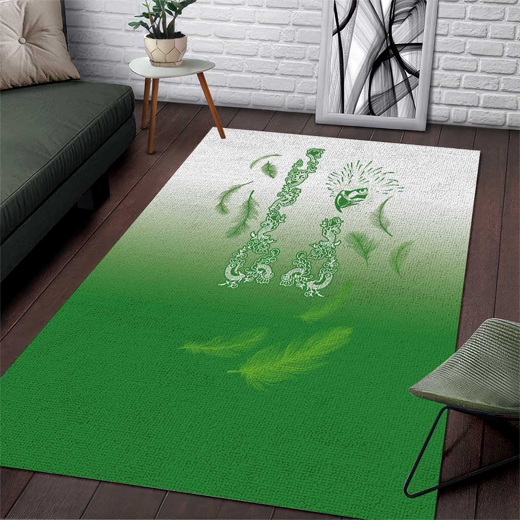 Philippines National Costume Style Area Rug Barong Tagalog and Eagle Feather Green Color