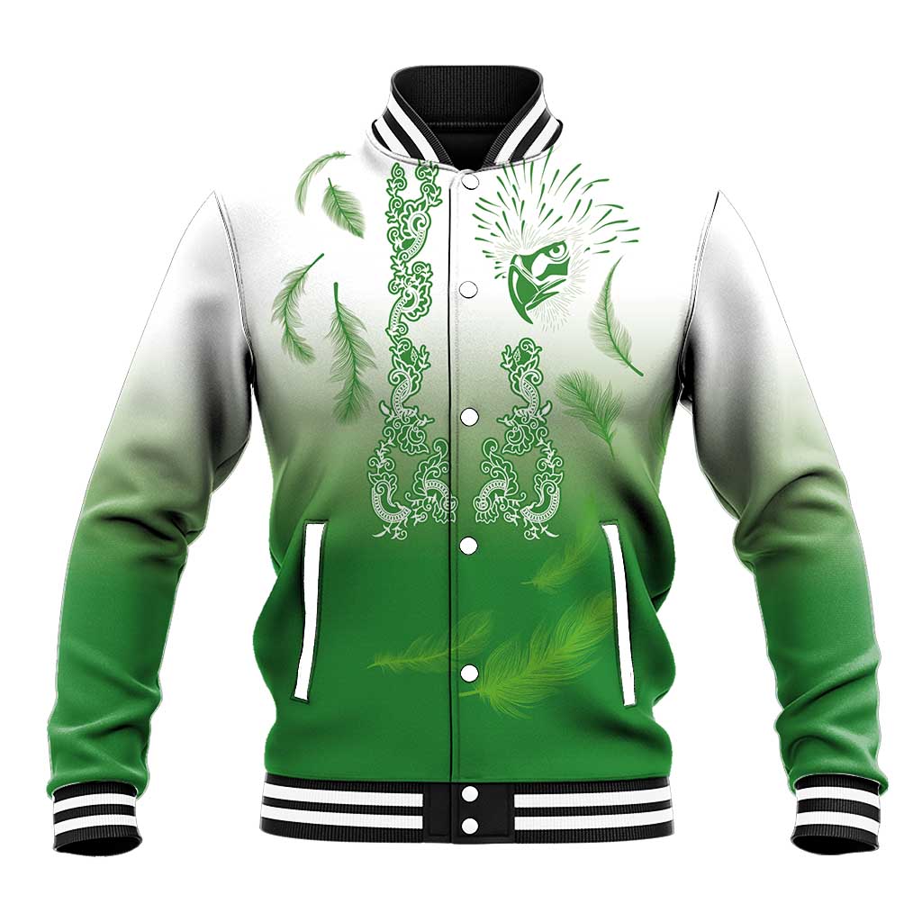 Philippines National Costume Style Baseball Jacket Barong Tagalog and Eagle Feather Green Color LT03 Unisex Green - Polynesian Pride