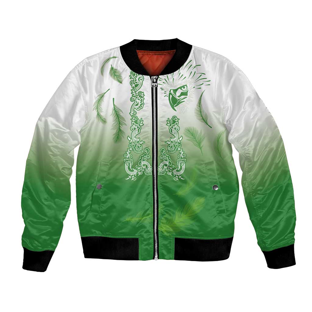 Philippines National Costume Style Bomber Jacket Barong Tagalog and Eagle Feather Green Color LT03 Unisex Green - Polynesian Pride