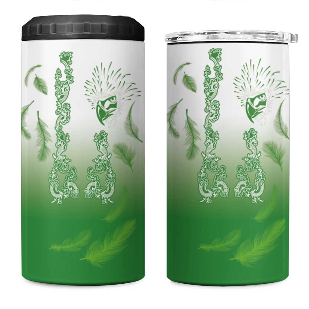 Philippines National Costume Style 4 in 1 Can Cooler Tumbler Barong Tagalog and Eagle Feather Green Color LT03 One Size: 16 oz Green - Polynesian Pride