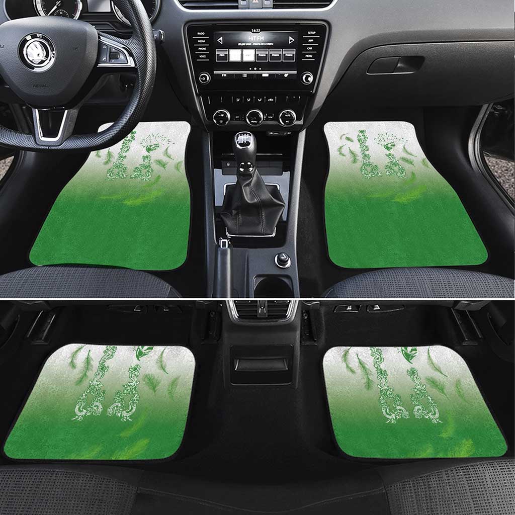 Philippines National Costume Style Car Mats Barong Tagalog and Eagle Feather Green Color LT03 Set 4pcs Green - Polynesian Pride