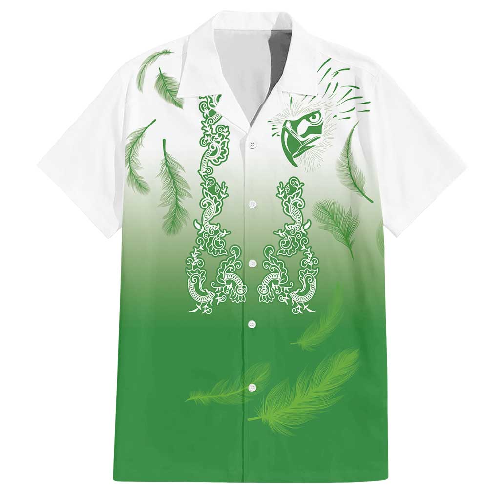 Philippines National Costume Style Hawaiian Shirt Barong Tagalog and Eagle Feather Green Color LT03 Green - Polynesian Pride