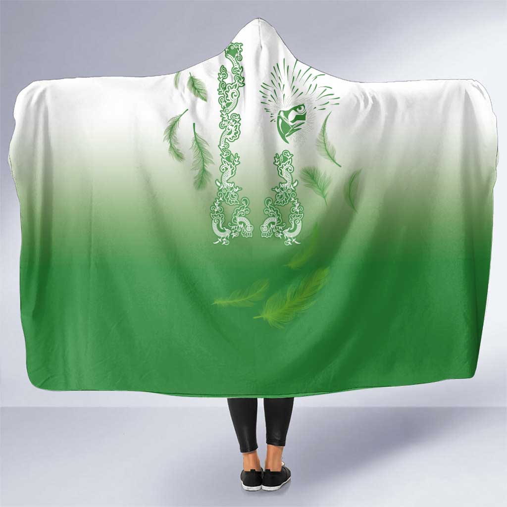 Philippines National Costume Style Hooded Blanket Barong Tagalog and Eagle Feather Green Color LT03 One Size Green - Polynesian Pride