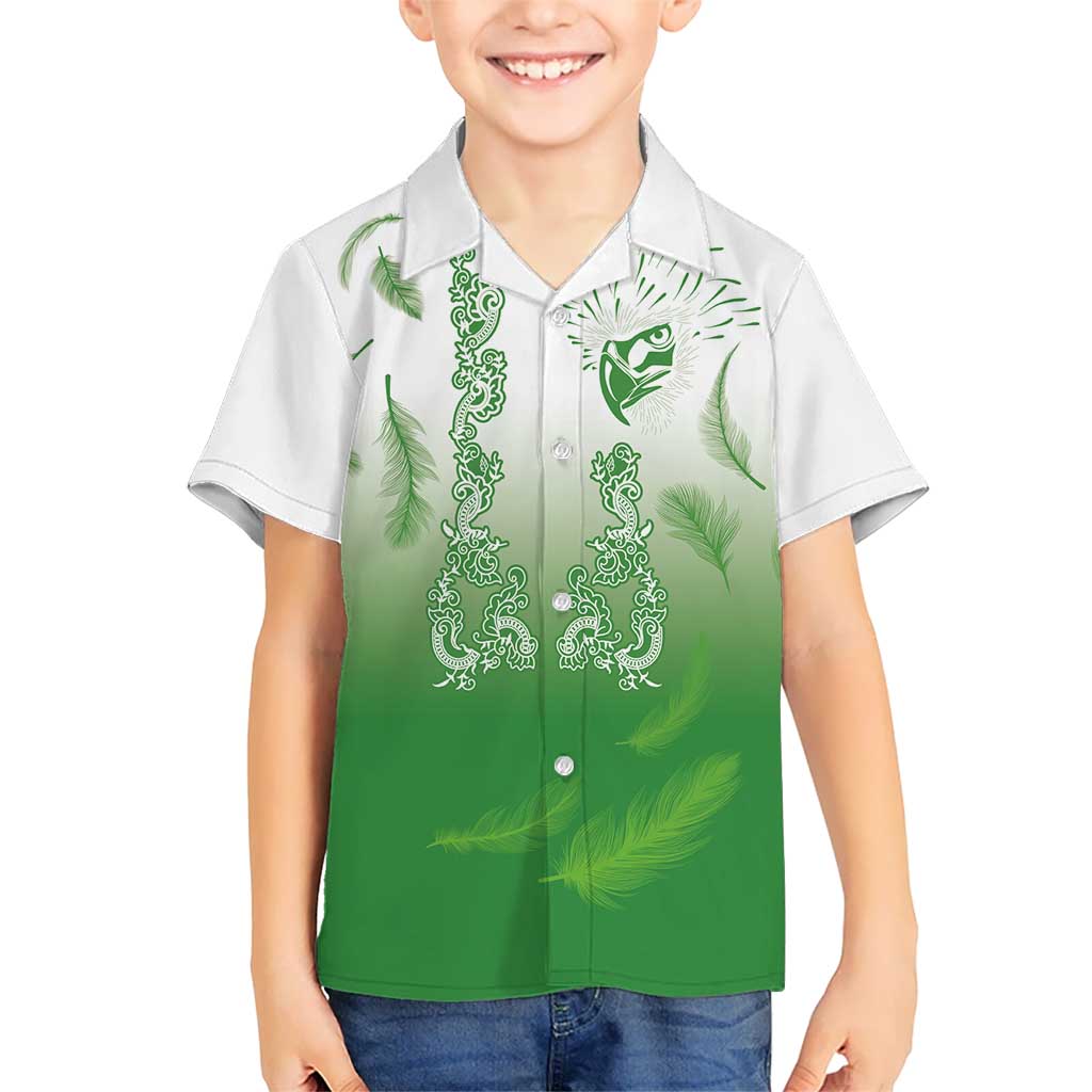 Philippines National Costume Style Kid Hawaiian Shirt Barong Tagalog and Eagle Feather Green Color LT03 Kid Green - Polynesian Pride