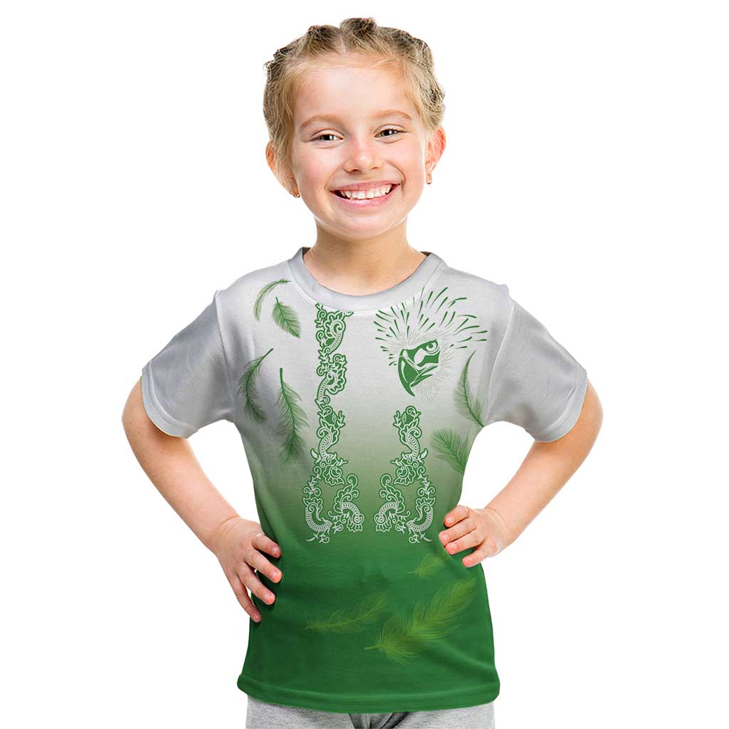 Philippines National Costume Style Kid T Shirt Barong Tagalog and Eagle Feather Green Color LT03 Green - Polynesian Pride