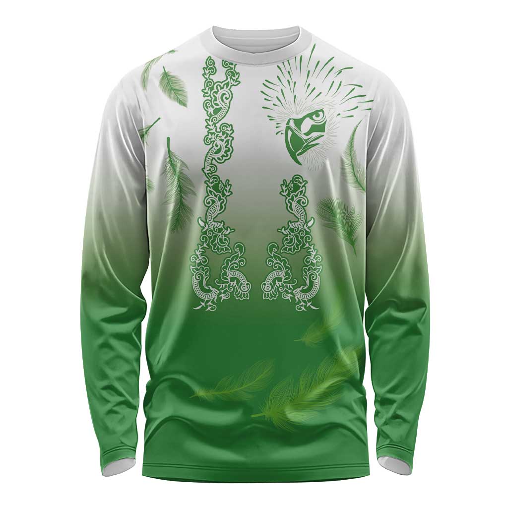Philippines National Costume Style Long Sleeve Shirt Barong Tagalog and Eagle Feather Green Color LT03 Unisex Green - Polynesian Pride