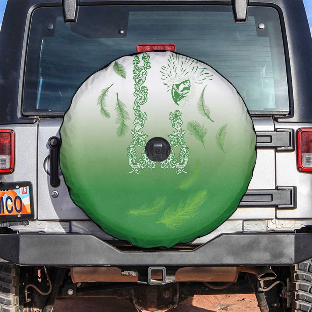 Philippines National Costume Style Spare Tire Cover Barong Tagalog and Eagle Feather Green Color LT03 Green - Polynesian Pride