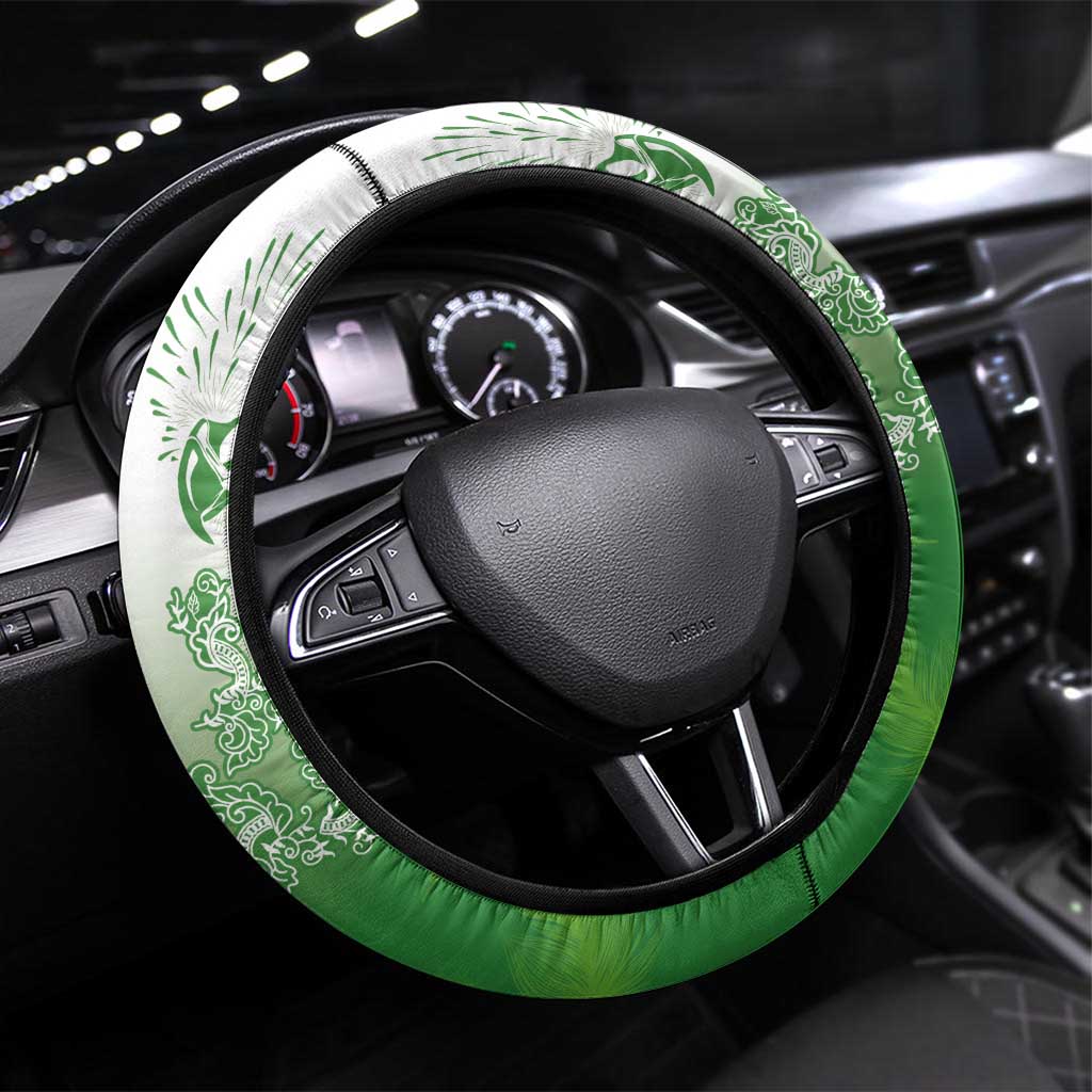 Philippines National Costume Style Steering Wheel Cover Barong Tagalog and Eagle Feather Green Color LT03 Universal Fit Green - Polynesian Pride