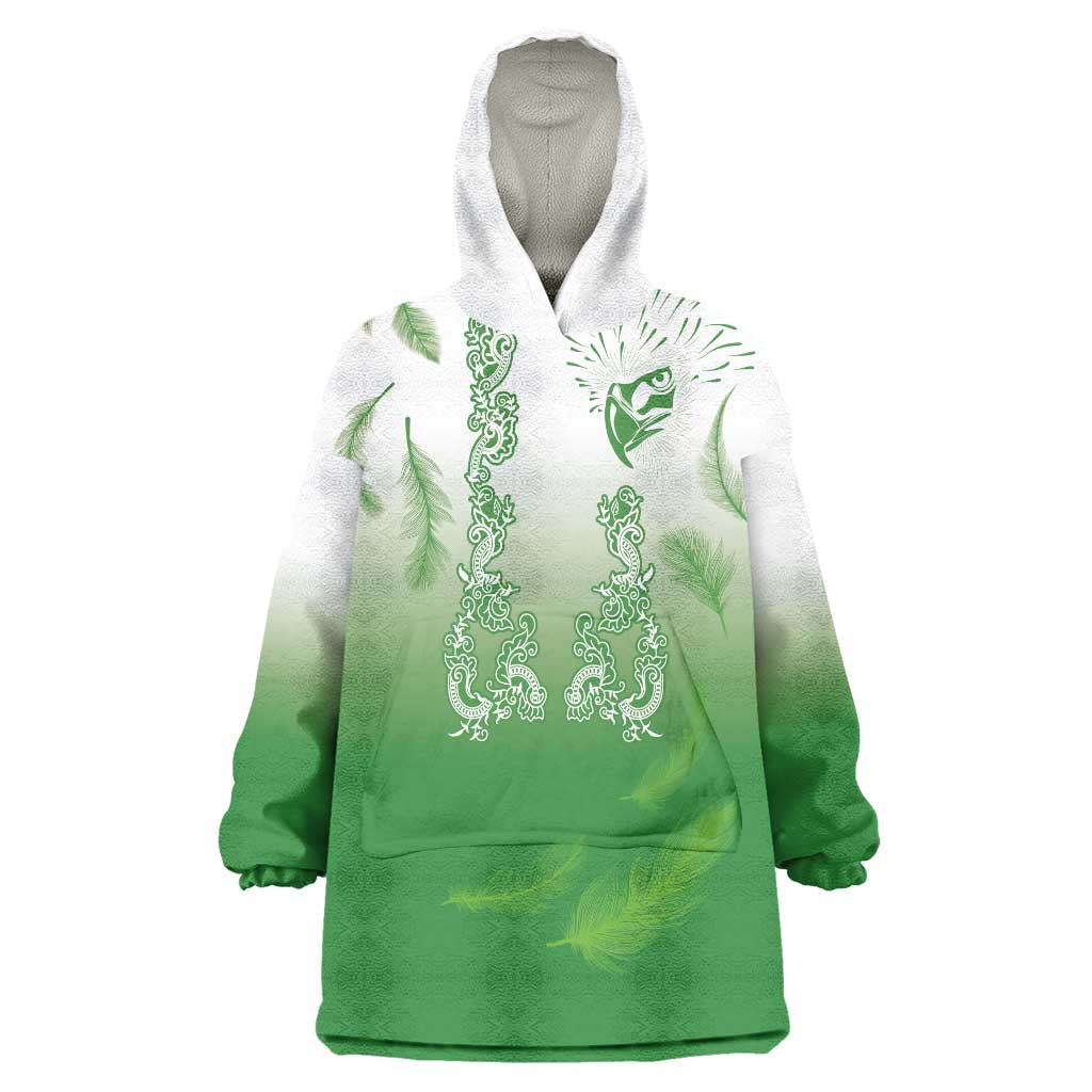 Philippines National Costume Style Wearable Blanket Hoodie Barong Tagalog and Eagle Feather Green Color LT03 One Size Green - Polynesian Pride