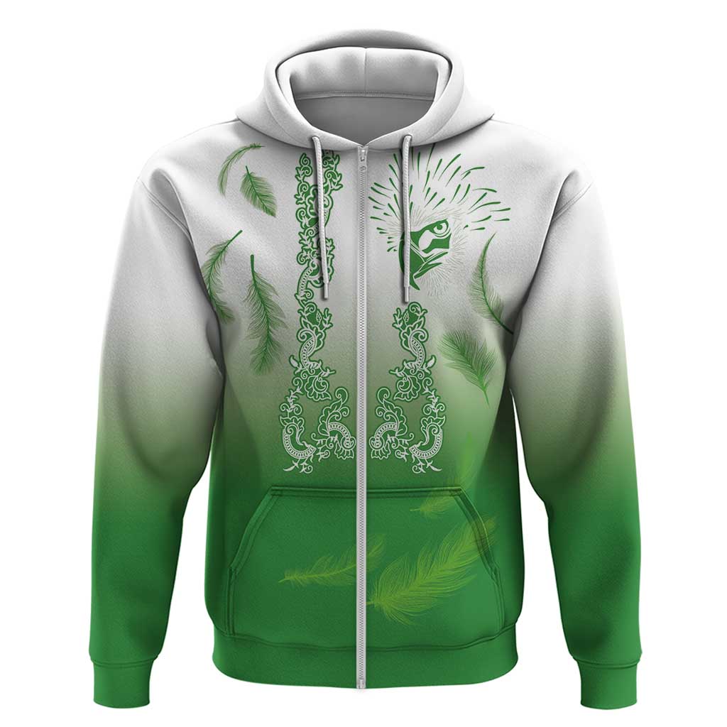 Philippines National Costume Style Zip Hoodie Barong Tagalog and Eagle Feather Green Color LT03 Zip Hoodie Green - Polynesian Pride