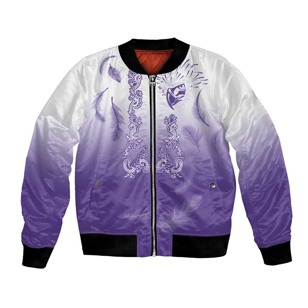 Philippines National Costume Style Bomber Jacket Barong Tagalog and Eagle Feather Purple Color LT03 Unisex Purple - Polynesian Pride