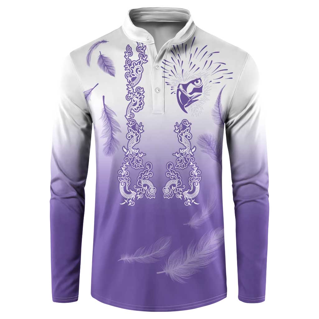 Philippines National Costume Style Button Sweatshirt Barong Tagalog and Eagle Feather Purple Color LT03 Purple - Polynesian Pride