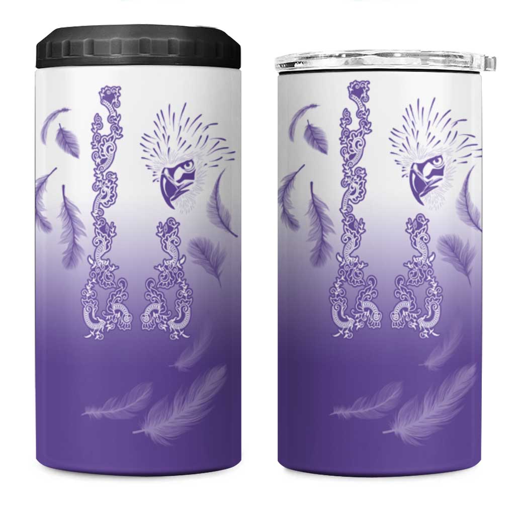 Philippines National Costume Style 4 in 1 Can Cooler Tumbler Barong Tagalog and Eagle Feather Purple Color LT03 One Size: 16 oz Purple - Polynesian Pride